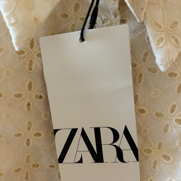 Zara Openwork Embroidery Cotton Oversized Cream Blouse, Lg - NWT! - Picture 15 of 15